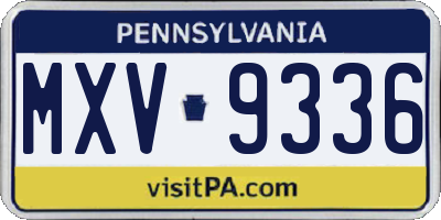 PA license plate MXV9336
