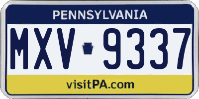 PA license plate MXV9337