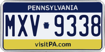 PA license plate MXV9338