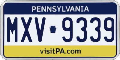 PA license plate MXV9339