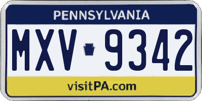 PA license plate MXV9342