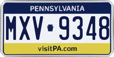 PA license plate MXV9348