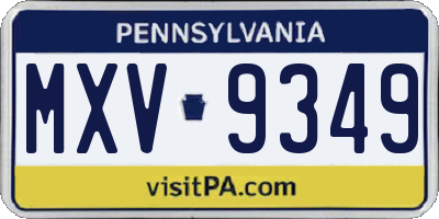 PA license plate MXV9349