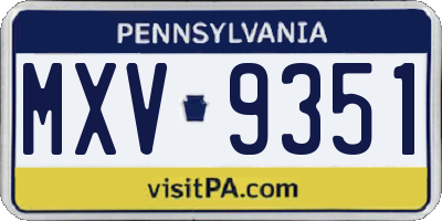 PA license plate MXV9351