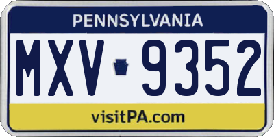 PA license plate MXV9352