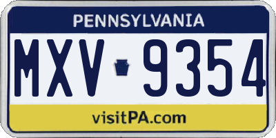 PA license plate MXV9354