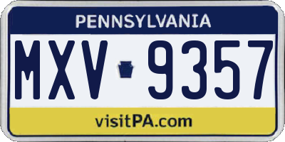 PA license plate MXV9357