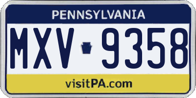 PA license plate MXV9358