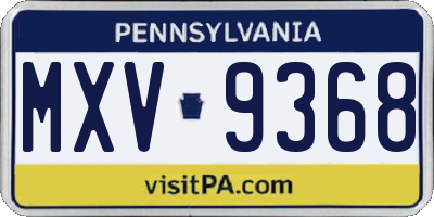 PA license plate MXV9368