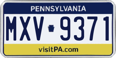 PA license plate MXV9371