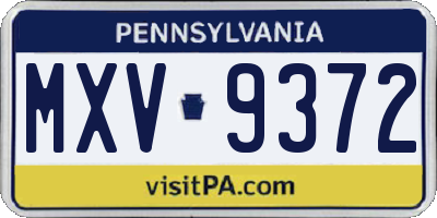 PA license plate MXV9372
