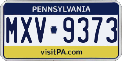 PA license plate MXV9373