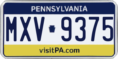 PA license plate MXV9375