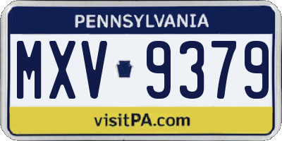 PA license plate MXV9379