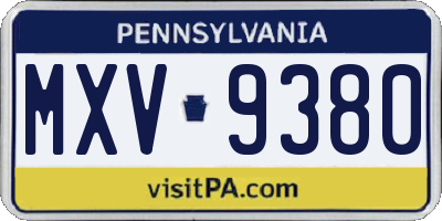 PA license plate MXV9380