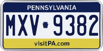 PA license plate MXV9382