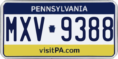PA license plate MXV9388