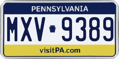 PA license plate MXV9389