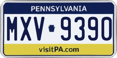 PA license plate MXV9390