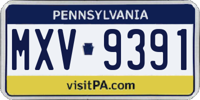 PA license plate MXV9391
