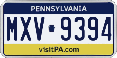 PA license plate MXV9394