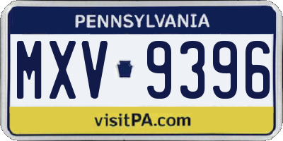 PA license plate MXV9396