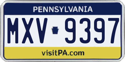 PA license plate MXV9397
