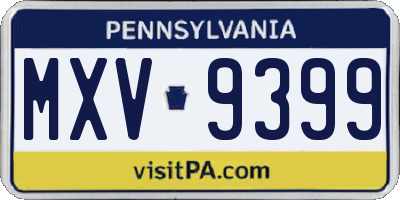 PA license plate MXV9399