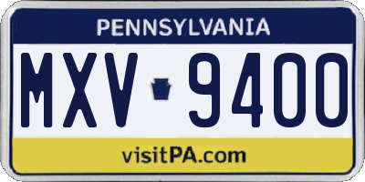 PA license plate MXV9400