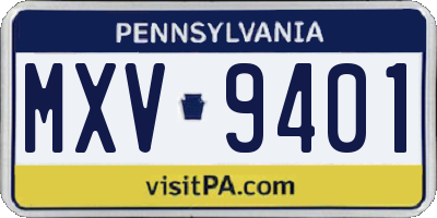 PA license plate MXV9401