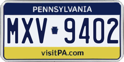 PA license plate MXV9402