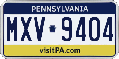 PA license plate MXV9404