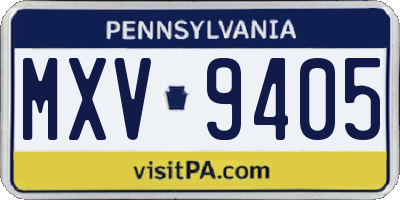 PA license plate MXV9405