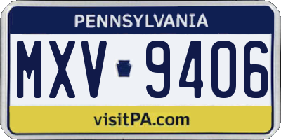PA license plate MXV9406