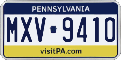 PA license plate MXV9410