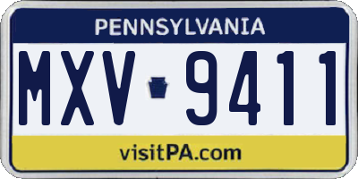 PA license plate MXV9411