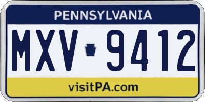 PA license plate MXV9412