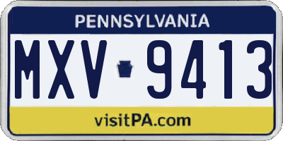 PA license plate MXV9413