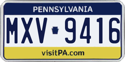 PA license plate MXV9416