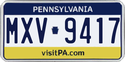 PA license plate MXV9417