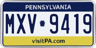 PA license plate MXV9419
