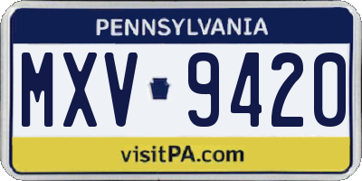 PA license plate MXV9420