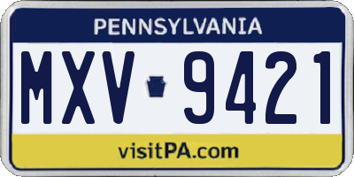 PA license plate MXV9421