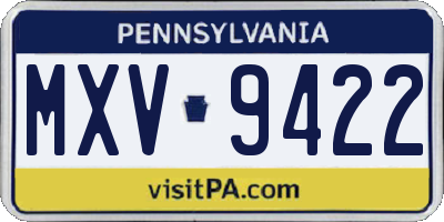 PA license plate MXV9422