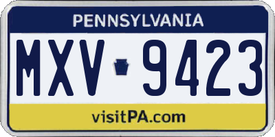 PA license plate MXV9423