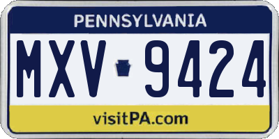 PA license plate MXV9424