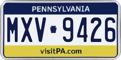 PA license plate MXV9426
