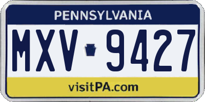 PA license plate MXV9427