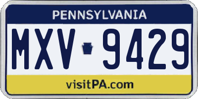 PA license plate MXV9429