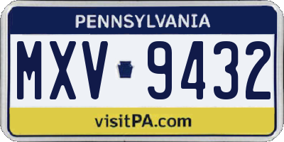 PA license plate MXV9432